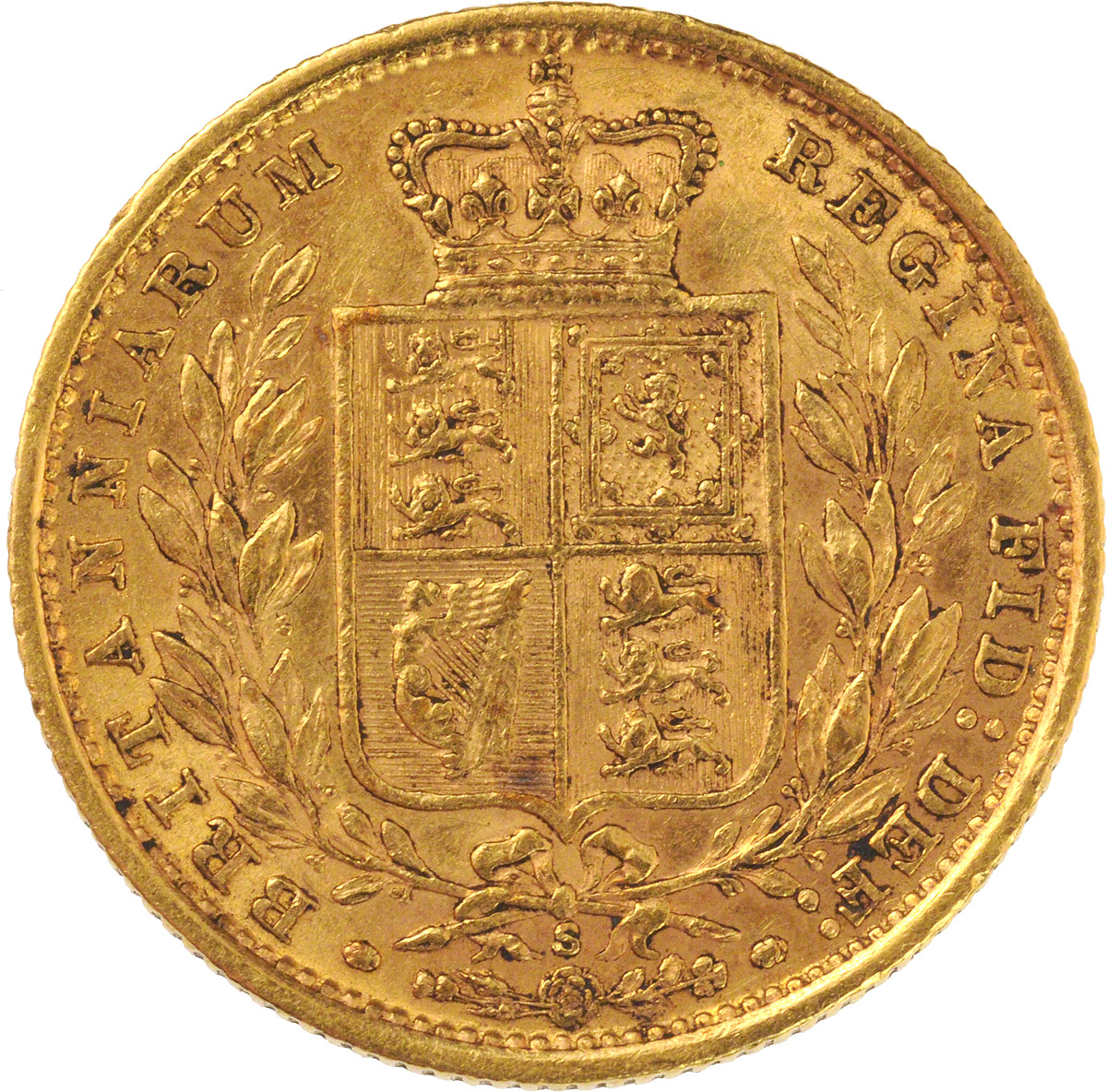 Reverse Face of a 1887-Gold-Sovereign-Victoria-Young-Head-Shield-Sydney-Mint